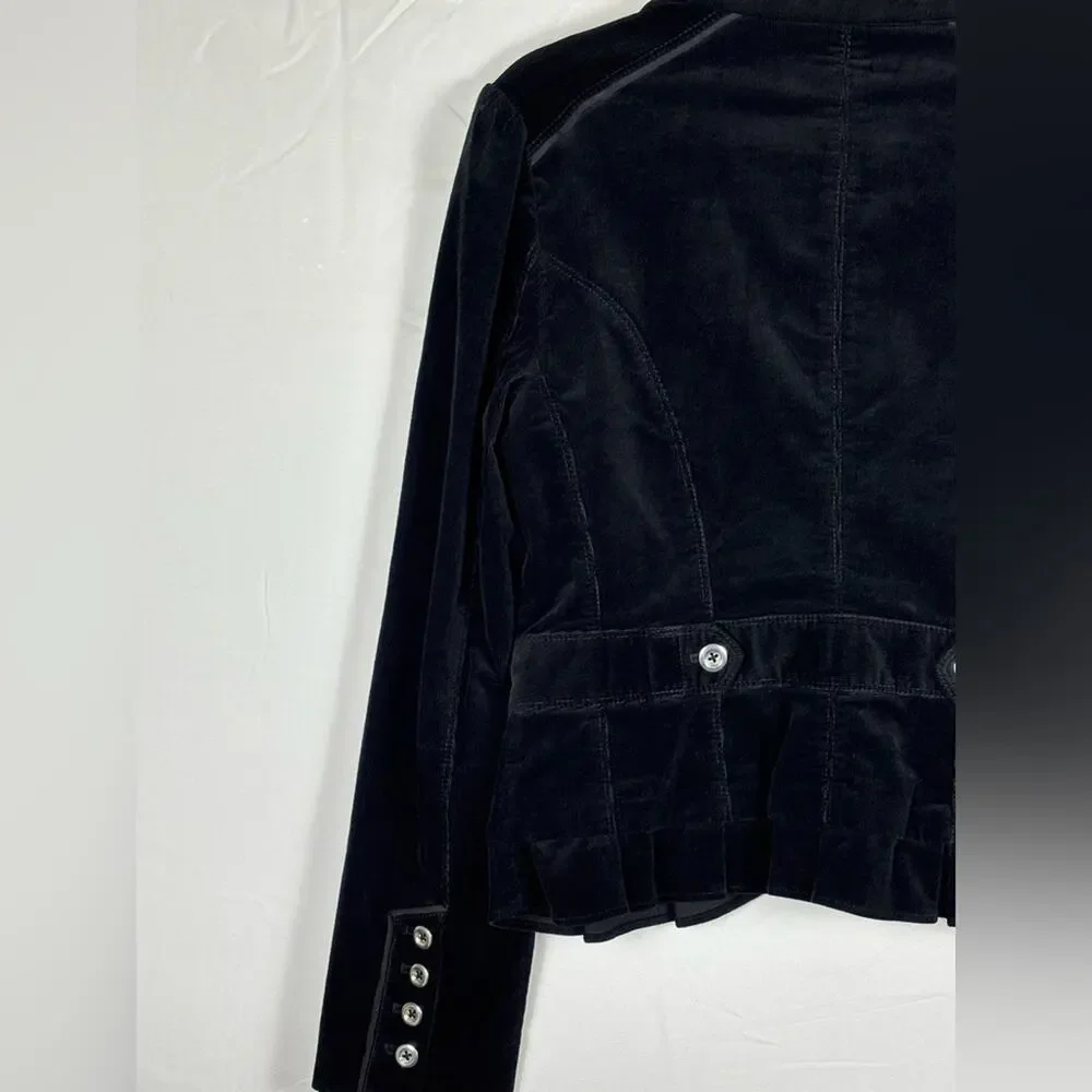 White House Black Market Blazer jacket Corduroy Buttons Black Size 8 - Picture 9 of 11